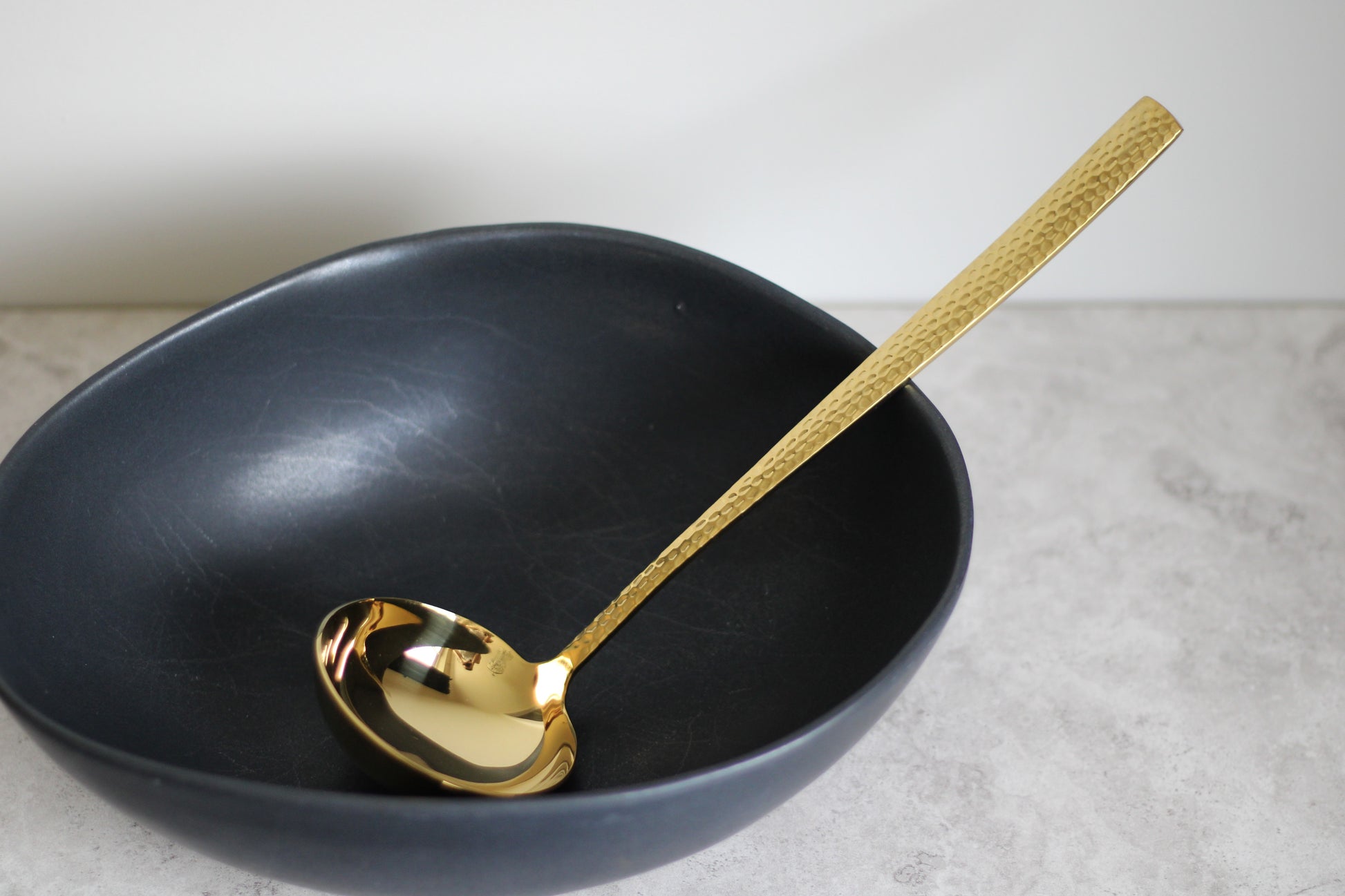 Stainless Steel Gold Textured Ladle - Extra Large - 30x8cm