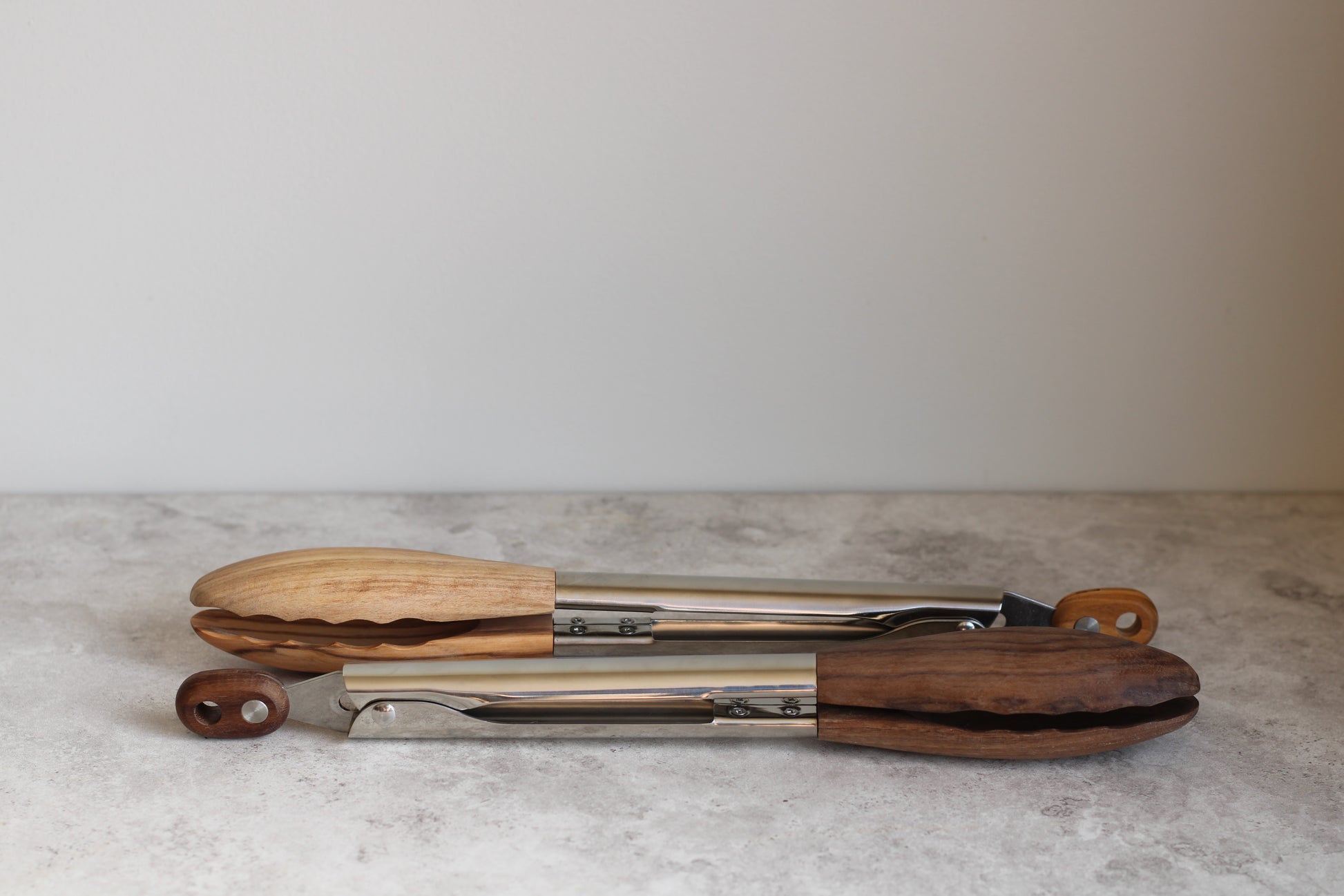 Dark Wood and Stainless Steel Serving Tongs 30cm