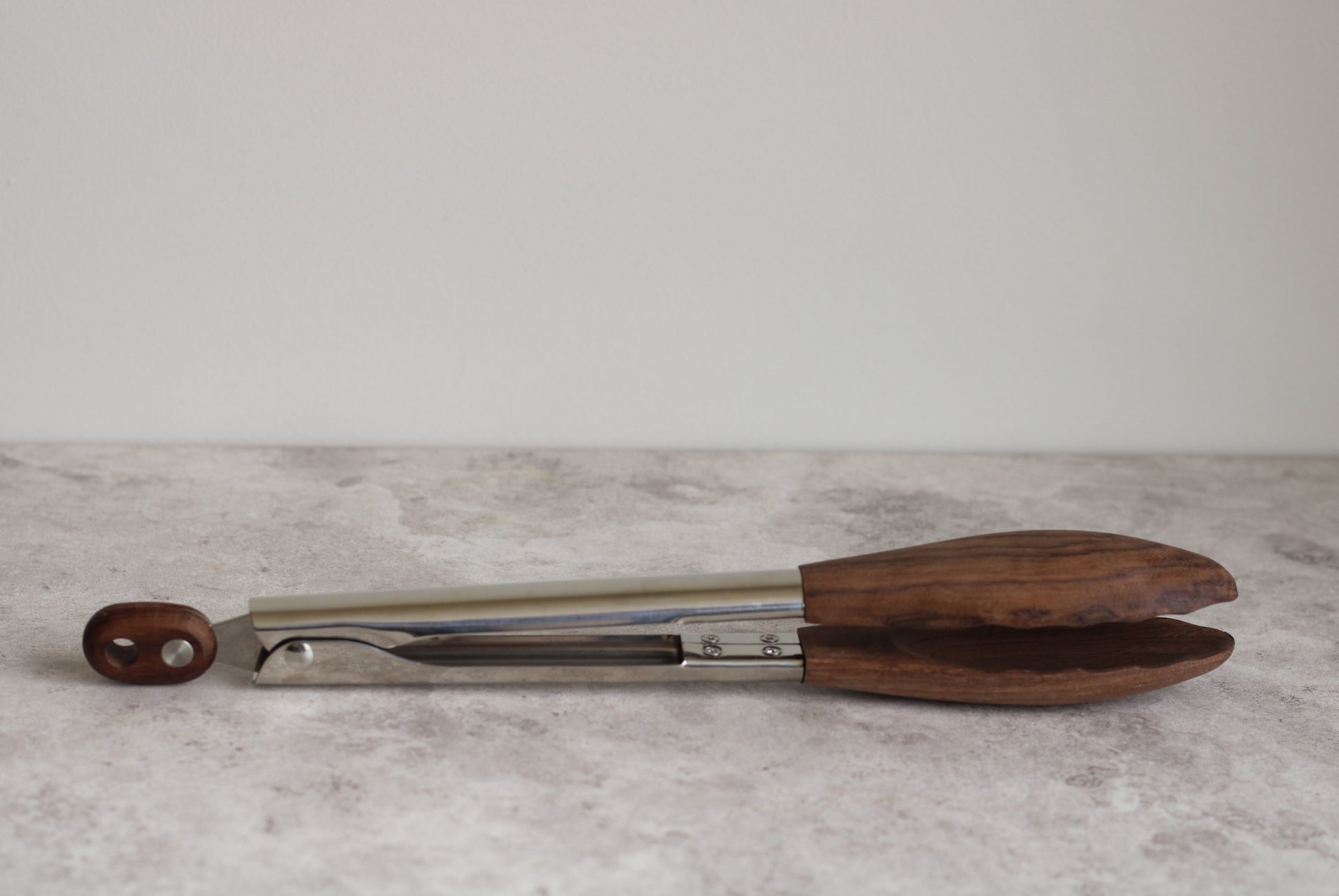 Dark Wood and Stainless Steel Serving Tongs 30cm