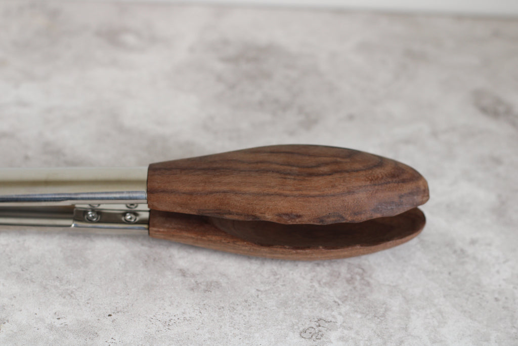 Dark Wood and Stainless Steel Serving Tongs 30cm