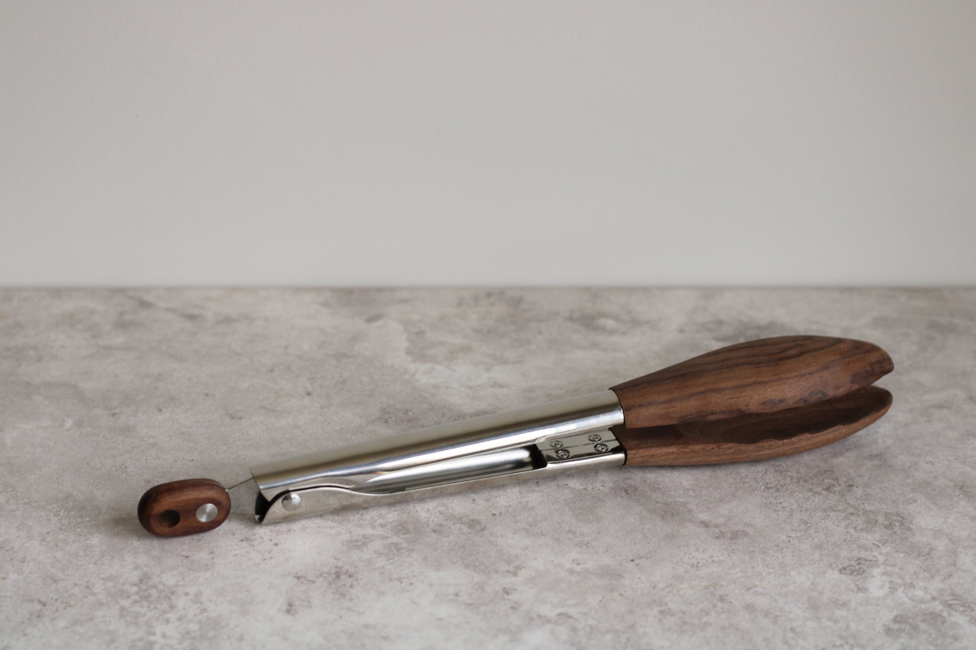 Dark Wood and Stainless Steel Serving Tongs 30cm