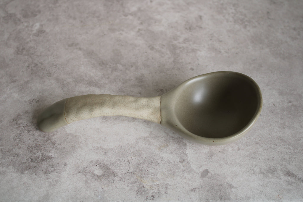 Extra Large Ceramic Soup Ladle Beige