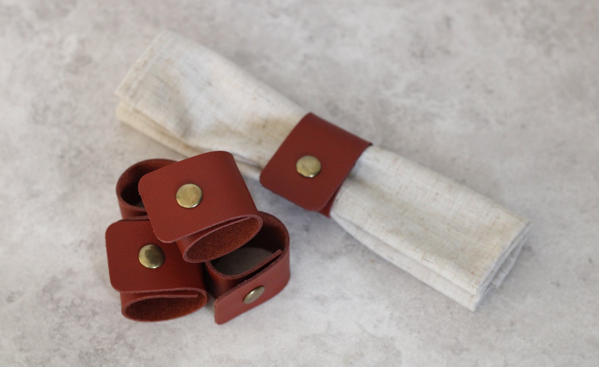 Leather Napkin Rings Set of 6