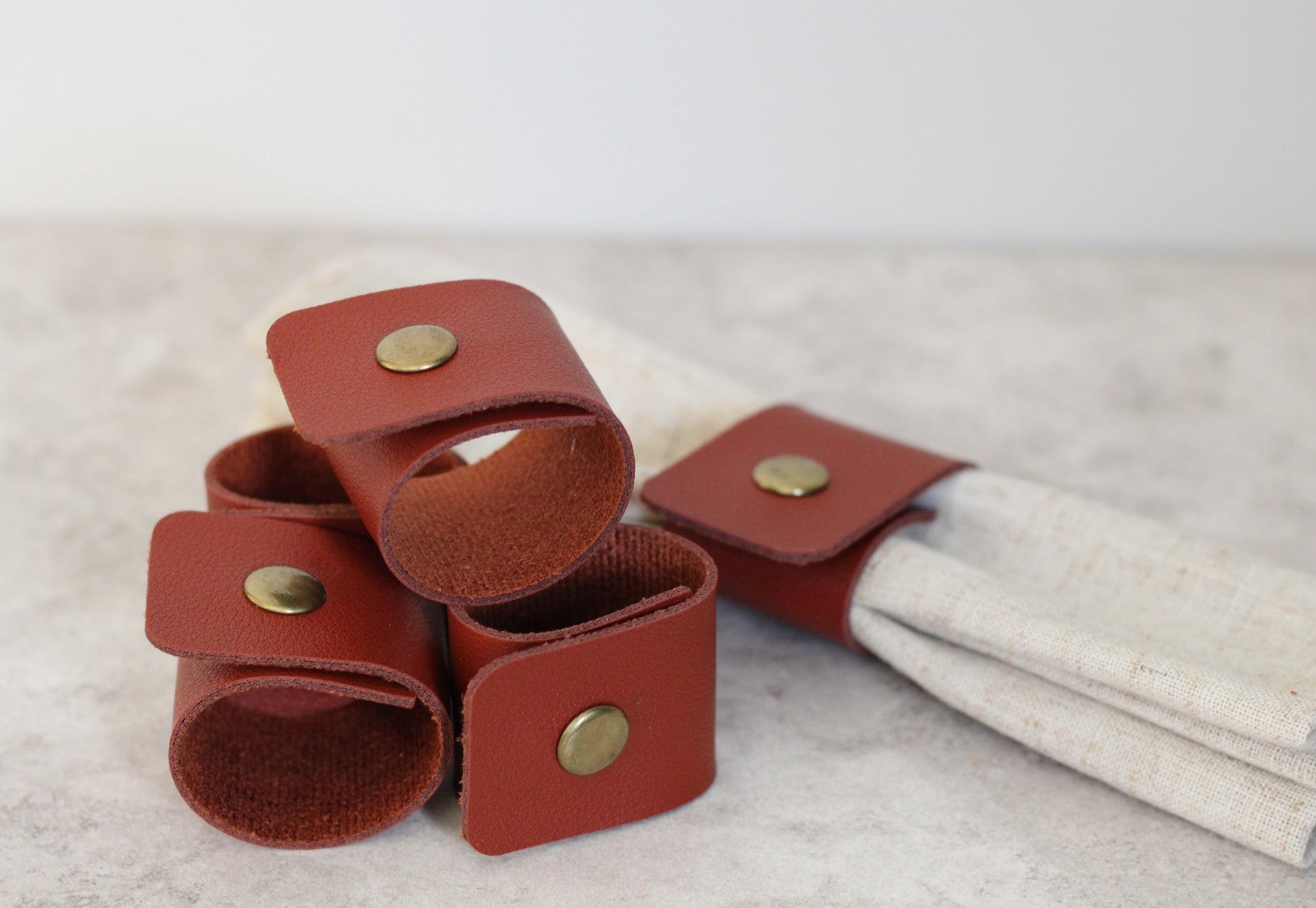 Leather Napkin Rings Set of 6