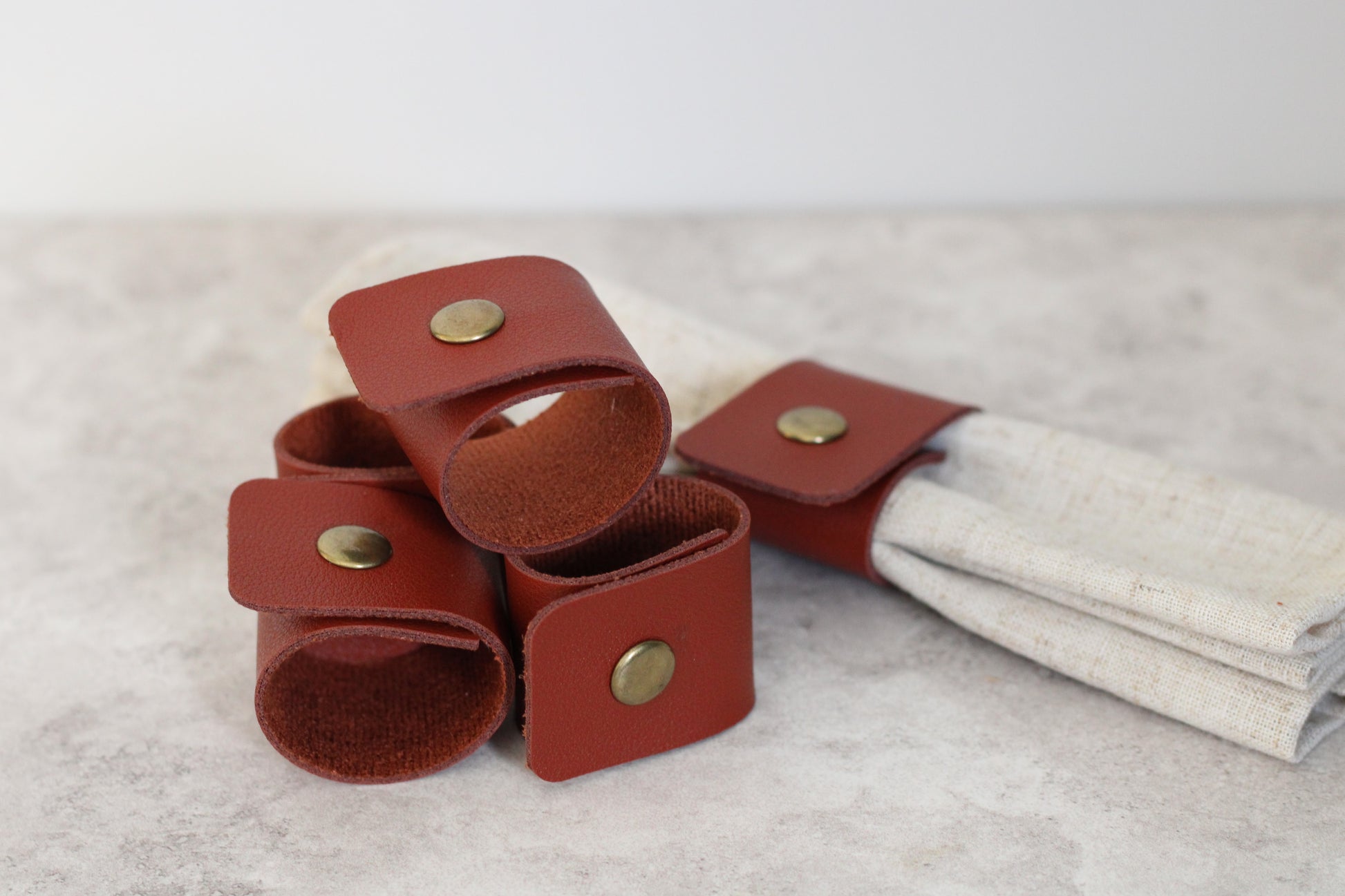 Leather Napkin Rings Set of 6