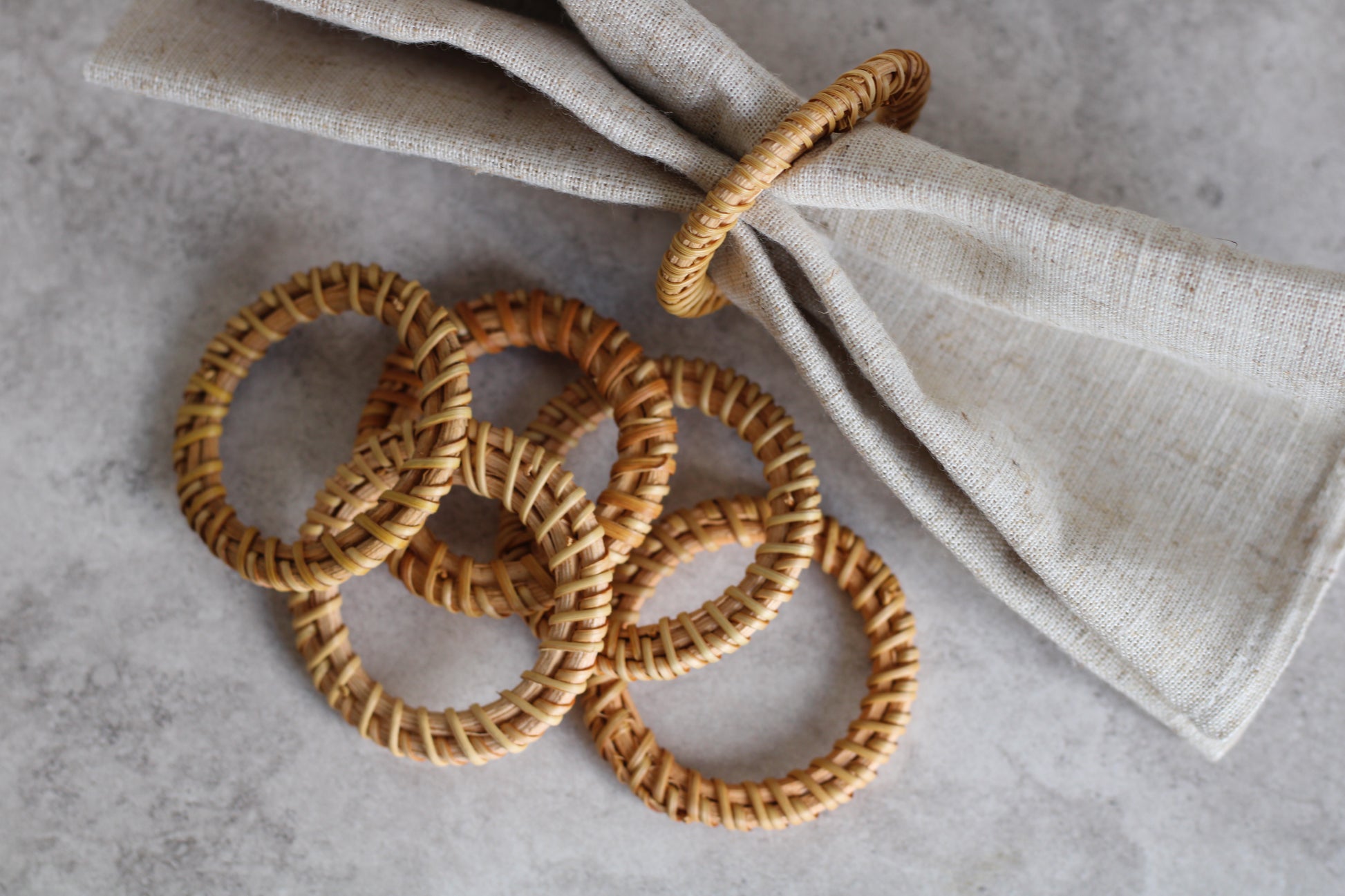 Minimilist Rattan Napkin Rings Set of 12