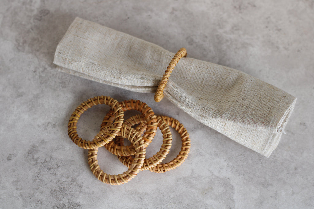 Minimilist Rattan Napkin Rings Set of 12