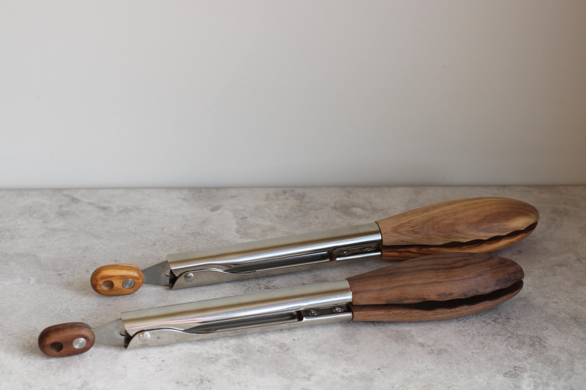 Mid-tone Wood and Stainless Steel Serving Tongs 30cm