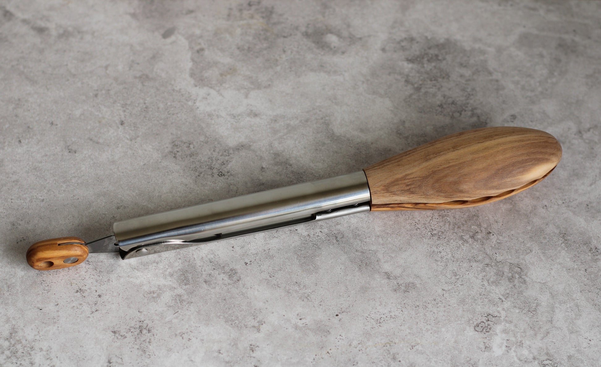 Mid-tone Wood and Stainless Steel Serving Tongs 30cm
