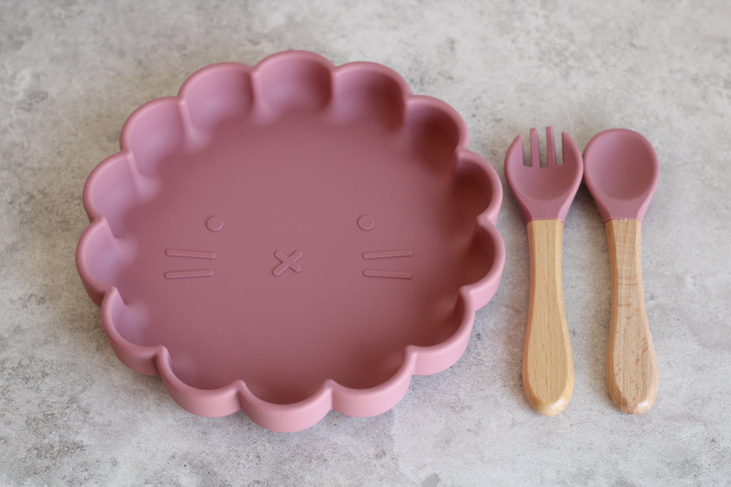 Berry Pink Children's 3 piece suction plate set