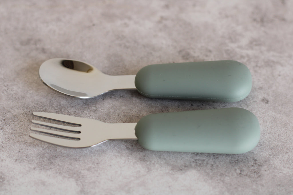 Sage Green Pink 2 Piece Children's Cutlery Set
