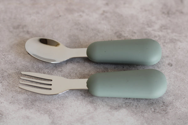 Sage Green Pink 2 Piece Children's Cutlery Set