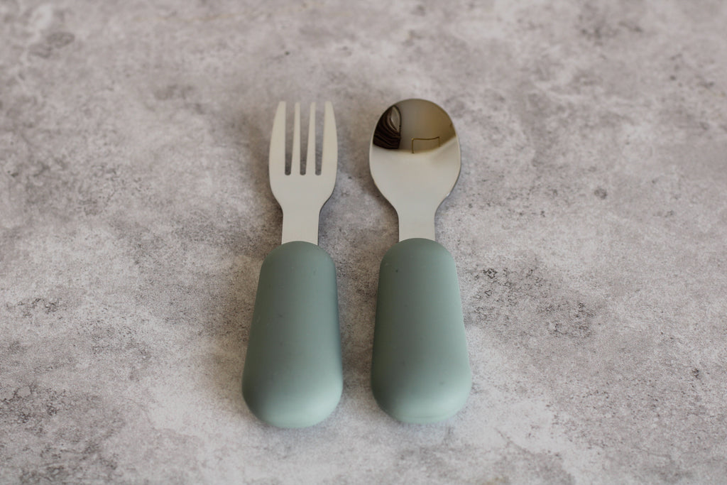 Sage Green Pink 2 Piece Children's Cutlery Set