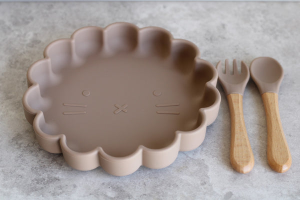 Taupe Children's 3 piece suction plate set